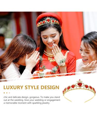 Lurrose Red Heart Crown Baroque Rhinestone Queen Crown Crystal Red Diamond Tiara for Birthday Wedding Princess Bridal Prom Favors - Buy Online on GoSupps.com