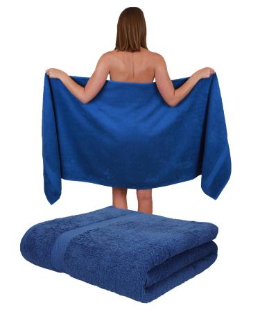 Betz 2 piece sauna towel set Palermo 100% cotton terry XXL bath towel beach towel size 80 x 200 cm blue