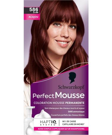 Schwarzkopf - Perfect Mousse - Hair Color - Permanent Mousse without Ammonia - Care Mask 96% ingredients of natural origin - Mahogany 586 1 Unit (Pack of 1) - Buy Online on GoSupps.com