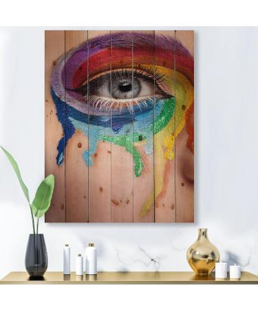 DesignQ Modern Eye Wall Art - Multi-Color Wood Decor | Large Contemporary Pine Wood Panels - Buy Online on GoSupps.com