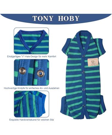 Tony Hoby Dog Shirts | Striped Soft & Breathable 4-Legged Dog T-Shirt for Small Medium & Large Dogs - Blue/M - Buy Online on GoSupps.com