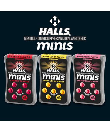 Halls Minis Watermelon Flavor Sugar Free Cough Drops 48 Drops - Buy Online on GoSupps.com