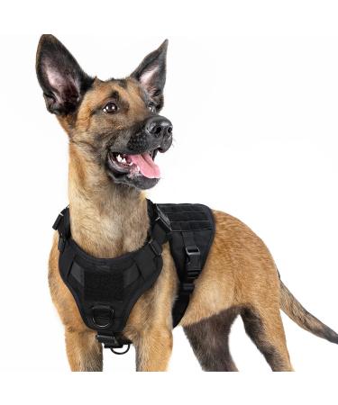 Rabbitgoo no pull dog harness medium large dogs tactical breast harness with moll handle metal buckles breathable military safety harness adjustable padded dog vest S black s (1 Pack) black