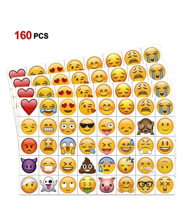 Emoji Temporary Tattoos (160 pcs) - Fun Emoji Body Stickers for Kids & Adults | Emoji Party Favors with Poop, Heart Eyes, Sunglasses, Smirk & More - Buy Online on GoSupps.com