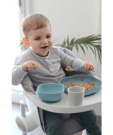 Beaba Set of 4 Silicone Weaning Spoons | Stage 1 | Soft Rounded Tip | Long Ergonomic Handle | Grey - Buy Online on GoSupps.com