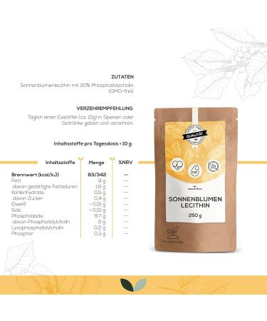 Sunflower Lecithin 250g - Pure Vegan Lecithin Powder for Cooking & Baking | High Bioavailability - Buy Online on GoSupps.com