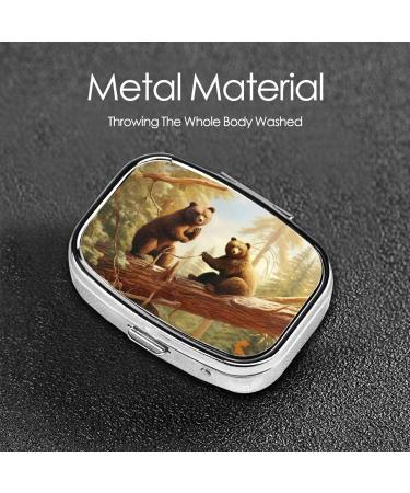 Cute Bears Pill Case - 2 Compartment Small Pill Box | Travel Organizer for Pocket & Purse Gifts - Buy Online on GoSupps.com