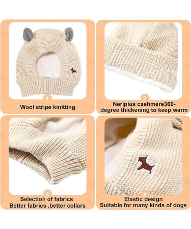 2 Pcs Dog Knitted Ears Cover | Noise Protection Pet Ear Muffs | Winter Dog Ear Protection | Pet Head Wrap | Beige - Buy Online on GoSupps.com