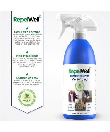 RepelWell Multi-Protect Stain & Water Repellent (12oz) Eco-Friendly  Pet-Safe Spray Keeps Your Belongings Clean  Dry and Looking Like New  Protects Fabric  Upholstery  Leather  Footwear & More Multi Protect 12oz - Buy Online on GoSupps.com