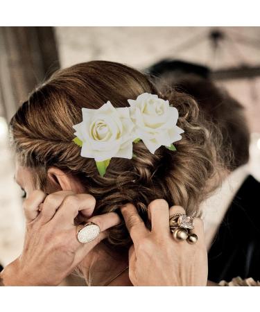 Minkissy Rhinestone Headpiece Rose Flower Bridal Hair Combs Bride Floral Hair Clip Combs Rose Hair Side Combs Wedding Festival Floral Headpiece Party Headdress for Women (White) Wedding D cor - Buy Online on GoSupps.com