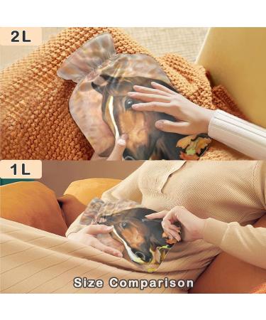 NAANLE 2L Hot Water Bottle with Lid - Horse Print | Pain Relief & Warm Comfort for Bed & Feet | Heat & Cold Therapy - Buy Online on GoSupps.com