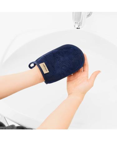 LaBeaut Makeup Remover Glove (2 pieces) Facial Cleaning Cloth Spa Microfiber Wash Mitt Washable and Reusable (20x13 cm navy-blue) - Buy Online on GoSupps.com