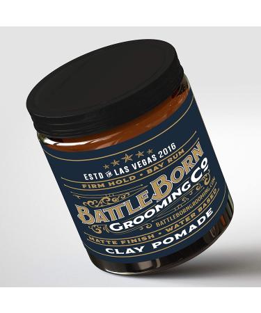 Battle Born Grooming Co Clay Pomade (Bay Rum 4 oz) - Firm Hold & Matte Finish - Buy Online on GoSupps.com