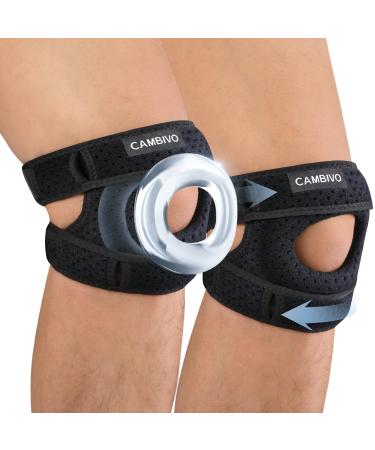 CAMBIVO 2 Pack Patella Knee Braces for Knee Pain Dual Patellar Tendon Support Straps with Gel Pad for Arthritis Tendonitis Meniscus Tear PFPS ITBS Knee Stabilizer for Women and Men(Large Black Large