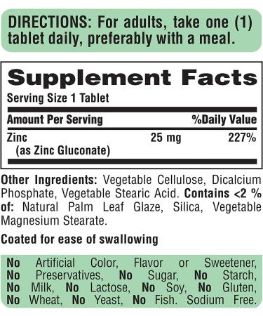 Puritan's Pride Zinc 25mg Tablets - Immune System Support - 100 Count - Buy Online on GoSupps.com