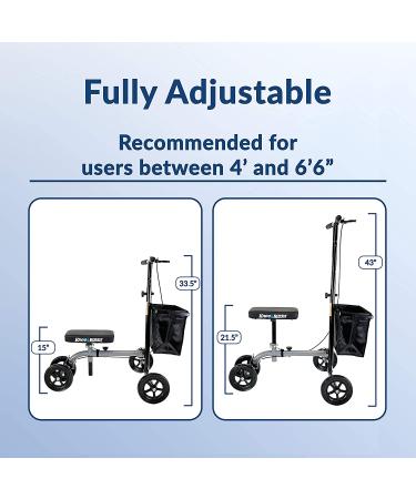 KneeRover Ultra Knee Walker - Lightweight Steerable Knee Scooter with Basket | Platinum Gray - Buy Online on GoSupps.com