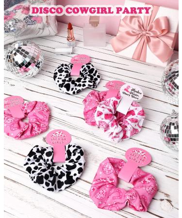 Let's Go Girls Cow Print Hair Scrunchies (12 PCS) - Western Cowgirl Ponytail Holders for Bachelorette Party, Wedding Decorations - Buy Online on GoSupps.com