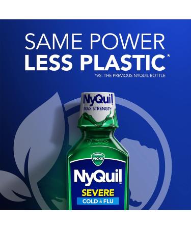 Vicks NyQuil SEVERE Cold and Flu Relief Liquid Medicine - Maximum Strength 9-Symptom Nighttime Relief - 8 FL OZ - Buy Online on GoSupps.com