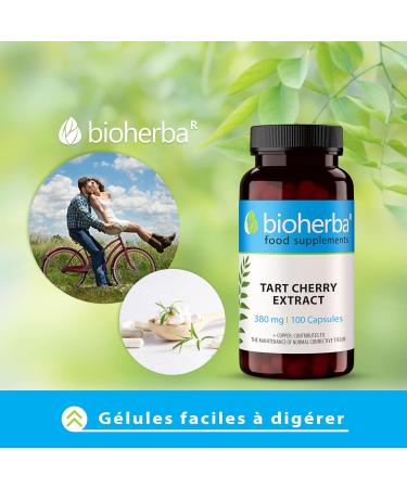 Cerise de Montmorency 100 G lules de 380 mg | Extrait de cerise acidul e par BIOHERBA - Buy Online on GoSupps.com