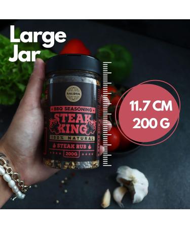 Steak King BBQ Rub - 100% Natural Seasoning for Extraordinary Steaks - Large 200g Jar - Buy Online on GoSupps.com