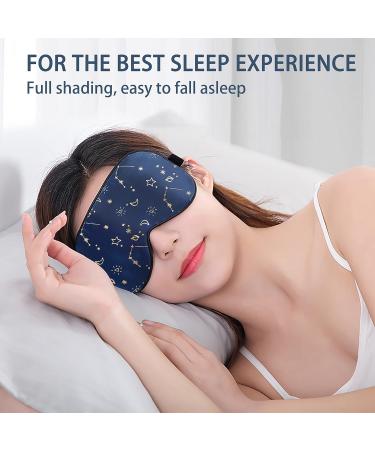 100% Silk Sleep Mask with Adjustable Strap - Golden Starrysky Blue - Buy Online on GoSupps.com