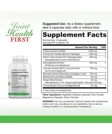 Greens First Joint Health Supplement - Natural Antioxidant for Joint Relief - Yucca Turmeric Ginger - 120 Vegetarian Capsules - Buy Online on GoSupps.com