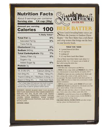Shore Lunch Beer Batter Mix - Rich Flavor & Crisp Texture for Fish & Chicken - 9 Servings - 9 Ounce Box - Buy Online on GoSupps.com