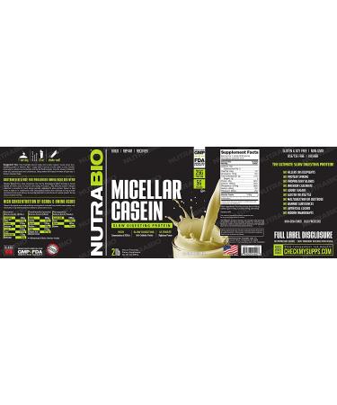 NutraBio Micellar Casein Protein Powder 2 lbs Alpine Vanilla | Slow Digesting | Muscle Growth | Non-GMO, Gluten & Soy Free - Buy Online on GoSupps.com