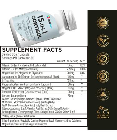 Optiwav Cortisol Detox Supplement for Women Men - Control & Lowering High Cortisol Level - Balance Calm Stress Relief Cleanse Adrenal Health Support - Magnesium Ashwagandha Cortisol Blocker Reducer - Buy Online on GoSupps.com