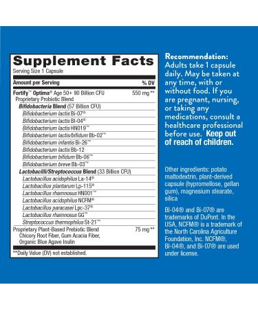 Natureâ€™s Way Fortify Optima 50+ Probiotic - 90 Billion CFU, 15 Strains, Prebiotic, 30 Capsules - Buy Online on GoSupps.com