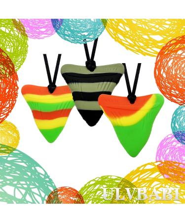 3-Pack Silicone Baby Bite Ring Necklace | Soft Sensory Chewelry for Adults & Infants - Shark Tooth Design - Buy Online on GoSupps.com