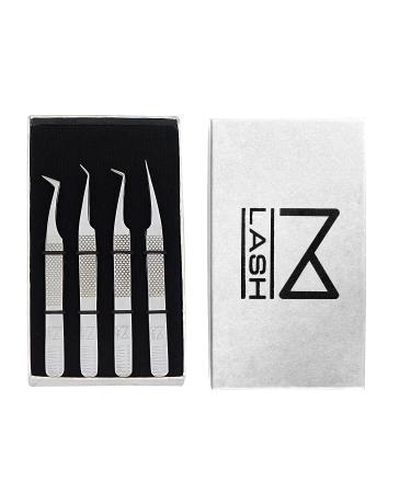 Japanese Stainless Steel M LASH V4 Eyelash Tweezers Set of 4 (Silver) - Volume Classic Hybrid Mega Volume | Lash Tool Supplies - Buy Online on GoSupps.com
