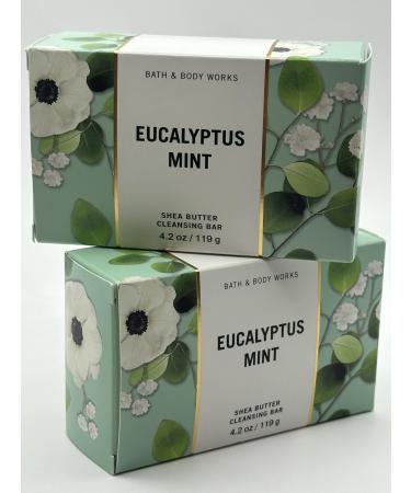 LOT 2 EUCALYPTUS MINT Cleansing Soap Bar 4.2 oz/119 g ea Shea Butter