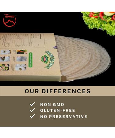 Tanisa Organic Spring Roll Rice Paper Wrapper (22cm Round 12 oz) - Non GMO & Gluten Free - Made In Vietnam - Banh Trang Goi Cuon - Buy Online on GoSupps.com