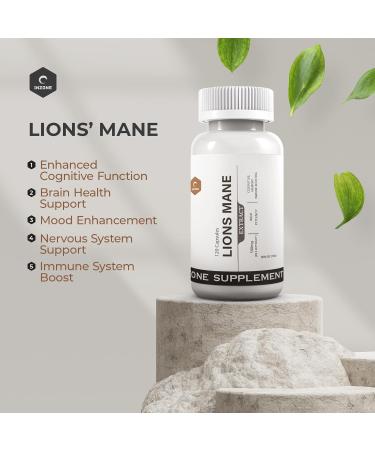 Inzone Supplements Lion's Mane - 120 Capsules | Highest Potency 25:1 Extract | Organic Mushroom Supplement for Cognitive Health Memory Support & Focus Boost - Premium Nootropic Formula - Buy Online on GoSupps.com