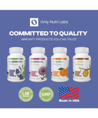 Only Nutri Labs Elderberry Immune Support Supplement Infused with Vitamin C Echinacea Propolis and Beta Glucans Immune Booster Vitamins and Supplements for Adults 60 Vegan Elderberry Capsules - Buy Online on GoSupps.com