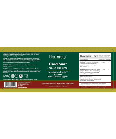 Arjuna Supreme Synergized with Triperine - HIghest Potency Maximum Bio-activity Liposomal Dr. Gumman's Harmony Nutraceuticals Herb for Cardiovascular Support 120 Vegan Capsules - Buy Online on GoSupps.com