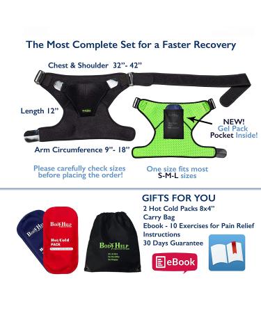 BODY HELP Shoulder Brace Support with Hot Cold Packs for Pain Relief - Left/Right Fit - Unisex Sizing - Buy Online on GoSupps.com