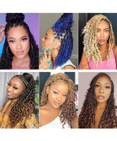 Boho Box Braids Crochet Hair 14 inch 8 Packs - Curly Ends Goddess Box Braids for Black Women | 1B# Color - Buy Online on GoSupps.com