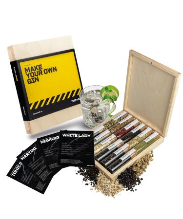 Dbys gin spice set XL |12 gin botanicals for gin tonic & cocktail |With 4 recipe cards spice lexicon & noble wooden box |Gift set men & women |Make gin accessories yourself gin set (XL-Box)