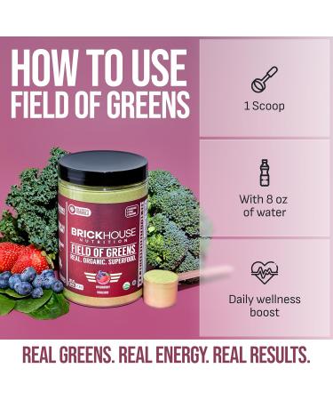 BRICKHOUSE NUTRITION Field of Greens Super Greens Powder | Doctor-Formulated Superfood Powder, Fruits & Veggies Supplement - Wildberry (Single Pack) - Buy Online on GoSupps.com