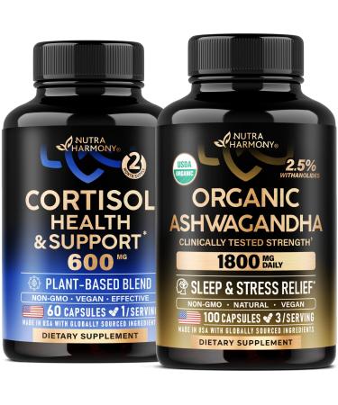 NUTRAHARMONY Cortisol Support & Organic Ashwagandha Capsules
