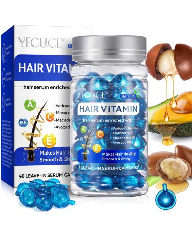 S rum de Vitamin pour Cheveux Secs et Abim s Capsules de S rum de Traitement Capillaire avec Huile Argan Huile Avocat Vitamine A C E Pro Vit.B5 pour R parer et Soin des Cheveux - 40 Bleu