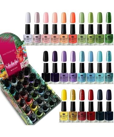 beauty4britain Nail Polish Set - 24 Modern Colours (12ml Each) - Nail Lacquer Collection in Elegant Floral Box Long-Lasting Shine Gift Set - Buy Online on GoSupps.com