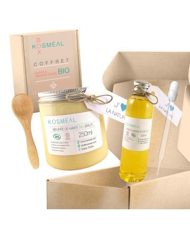 Coffret Cadeau BIO | Beurre De Karit BRUT et Huile d'Amande Douce | Certifi s COSM BIO et Ecocert