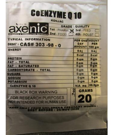 20 Grams Coenzyme Q10 99.8% Powder Q-10 ubiquinone ubidecarenone coenzyme Q
