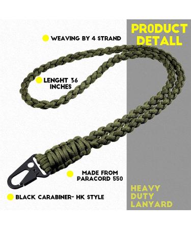 Frienda Heavy Duty Paracord Lanyard Necklace Whistles Strap Braided 550 Keychain for Outdoor Activities - Black & Army Green 2.0 - Buy Online on GoSupps.com