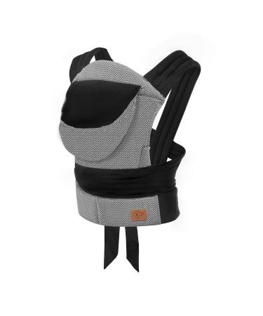 kk Kinderkraft Adoree Baby Carrier from 3 Month to 20 kg Ergonomic Baby Sling 2 Carrying Position: Front and Back Adjustable Straps Detachable Hood Natural Materials Cotton Linen Viscose Gray Gray-Black ADOREE