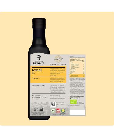 Dr.Budwig Bio Cold-Pressed Linseed Oil (2x250ml) - High-Dose Omega 3 from Organic Flaxseed | Vegan Unfiltered Sustainable - Buy Online on GoSupps.com