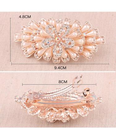 Sweet Crystal Sparkling Bowknot Hair Pins Rhinestone Pearl Flower Hair Clip Hairpin for Party Wedding Daily Applies to Bun Updo - Buy Online on GoSupps.com
